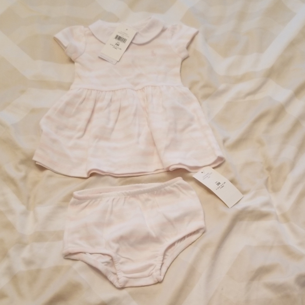 NWT Ralph Lauren Striped Baby Girl Dress size 3M